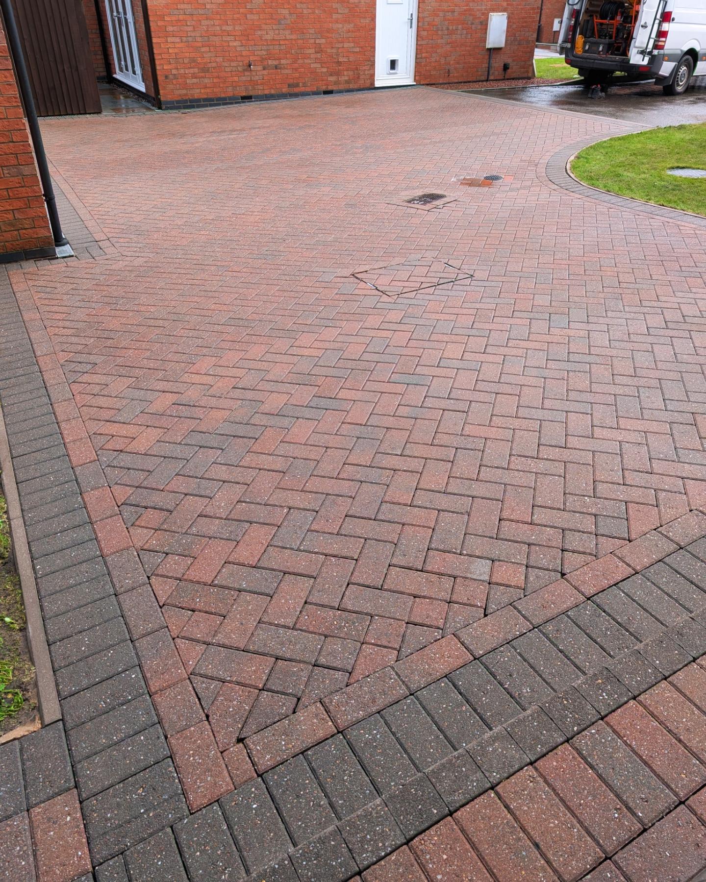 Block paving driveway after pressure washing by ONYX
