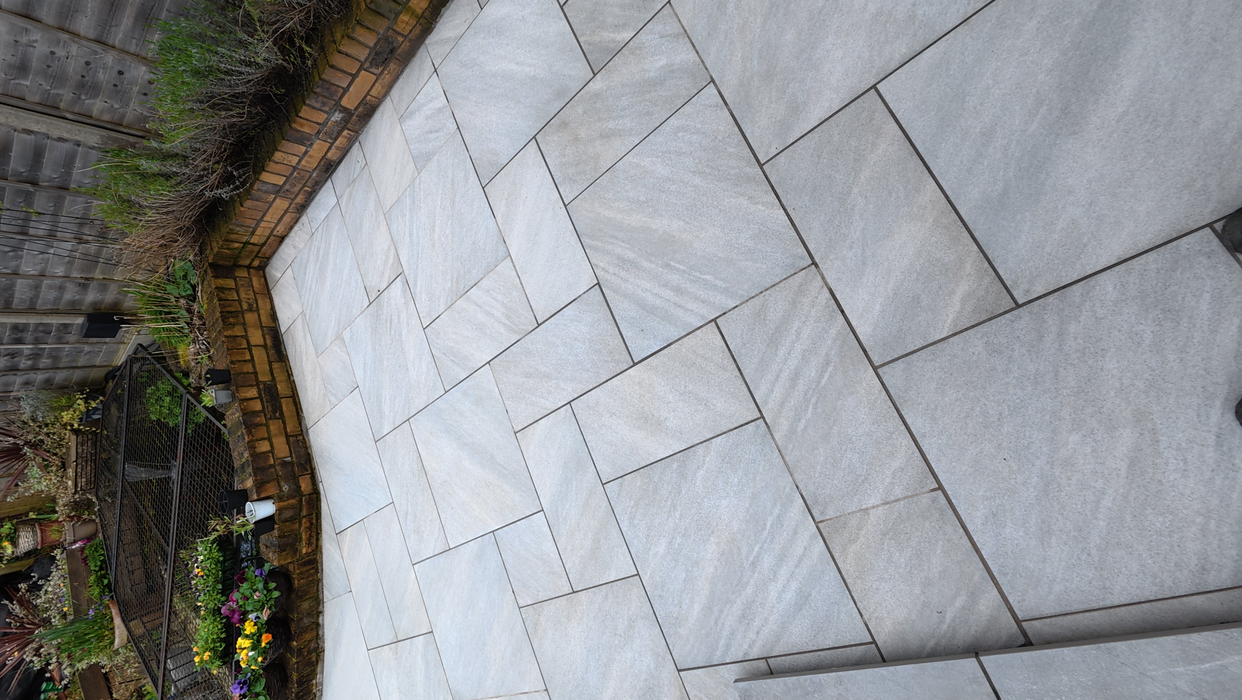Porcelain patio detail after exterior cleaning by ONYX